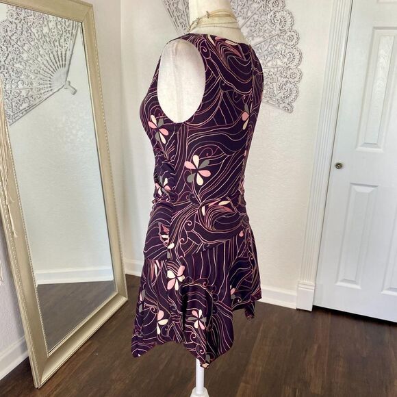 Charlotte Russe Early 2000's Purple Pink Handkerchief Asymmetric Mini Dress L - Picture 5 of 8